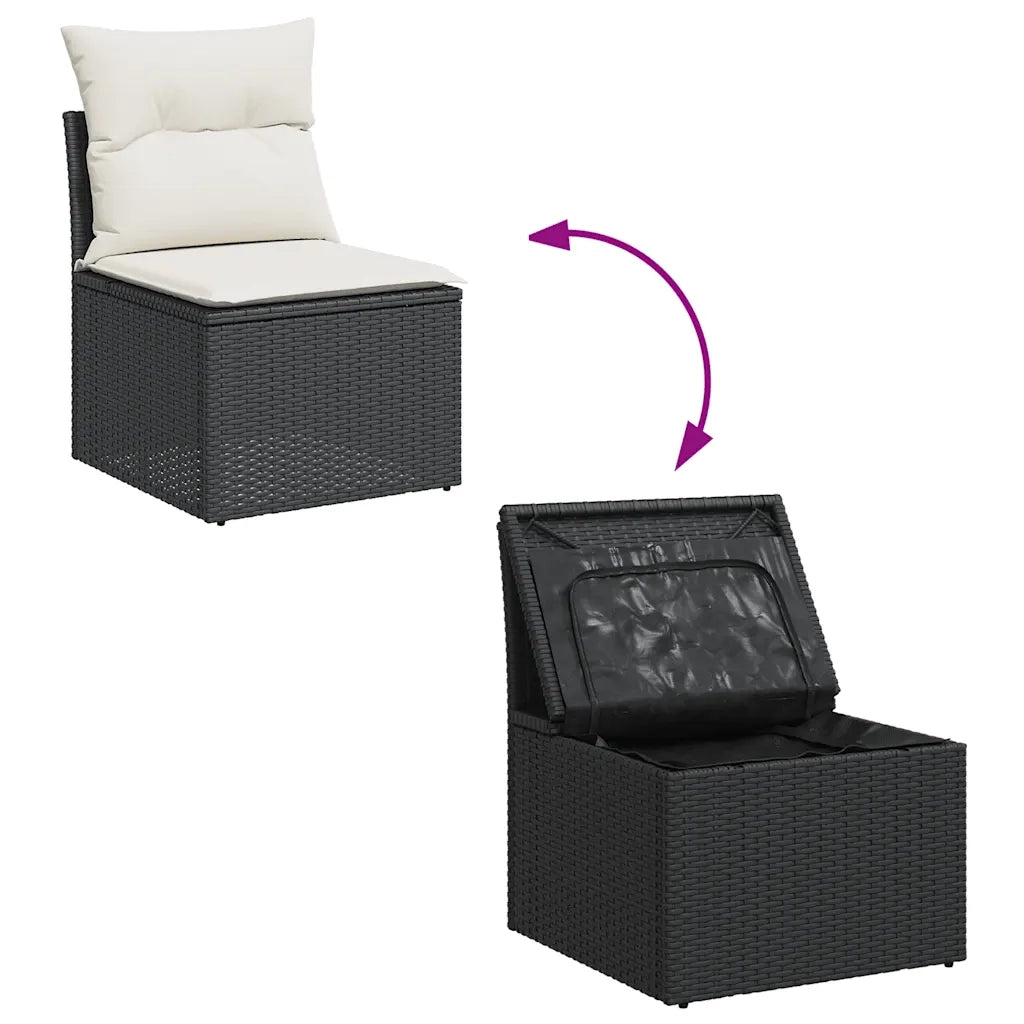 Set Divani da Giardino 11 pz con Cuscini in Polyrattan Nero 3256504