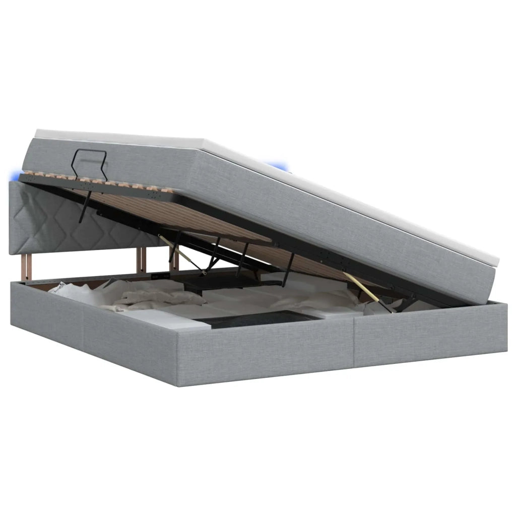 Letto con contenitore LED e materasso Grigio Chiaro 3459141