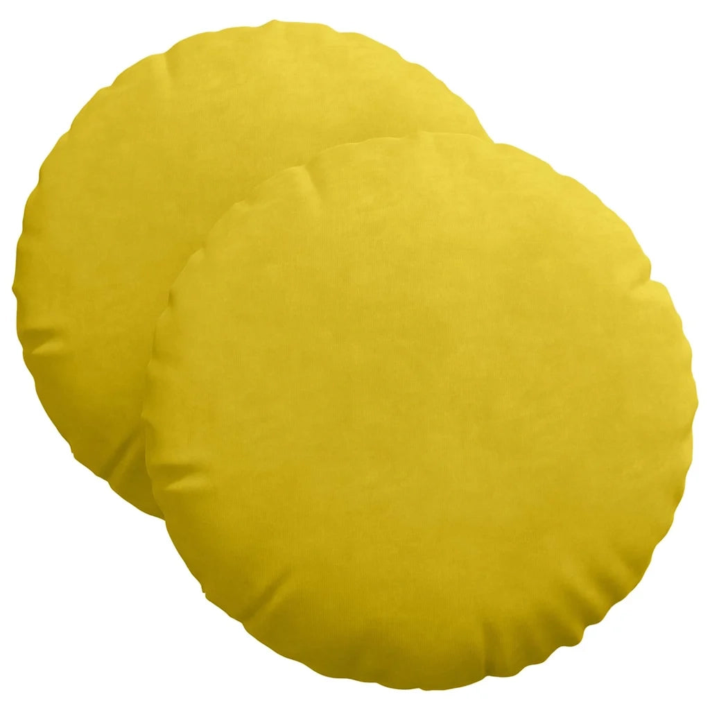 Cuscini per Seduta 2 pcs Giallo Ø 40 x 13 cm Velluto 42014144