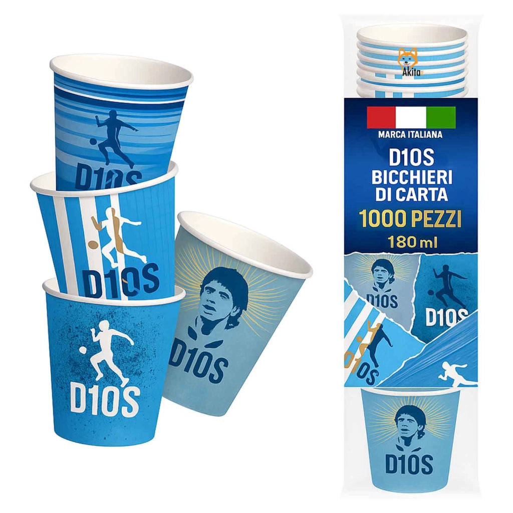 Akitaink Bicchieri D10S 180 ml 1000 Pezzi Monouso Calcio