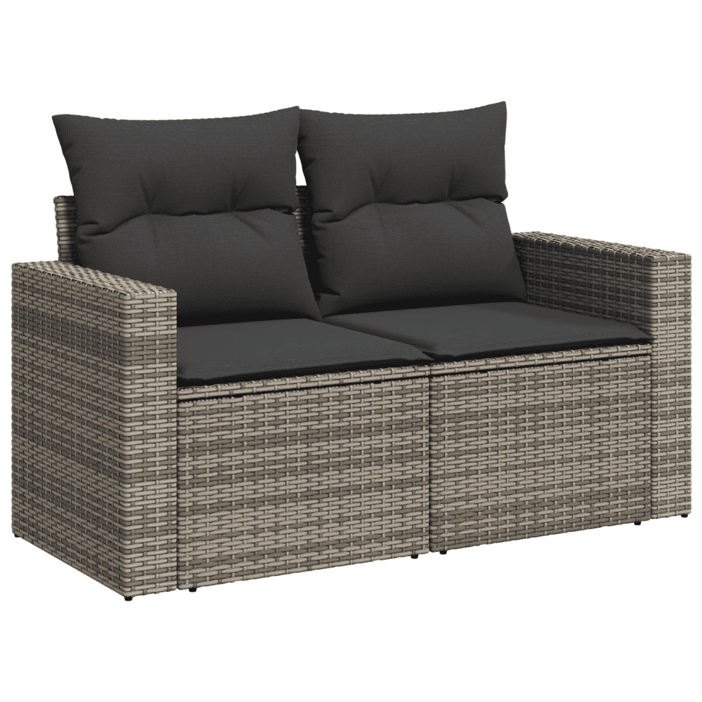 Set Divani da Giardino 7 pz con Cuscini Grigio in Polyrattan 3219290