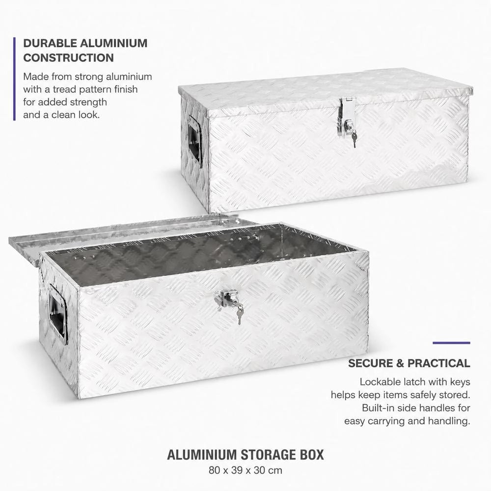 Storage Box Silver 80x39x30 Cm Aluminum