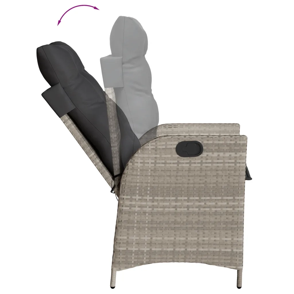 Set Pranzo da Giardino 9pz con Cuscini Grigio Chiaro Polyrattan 3213131