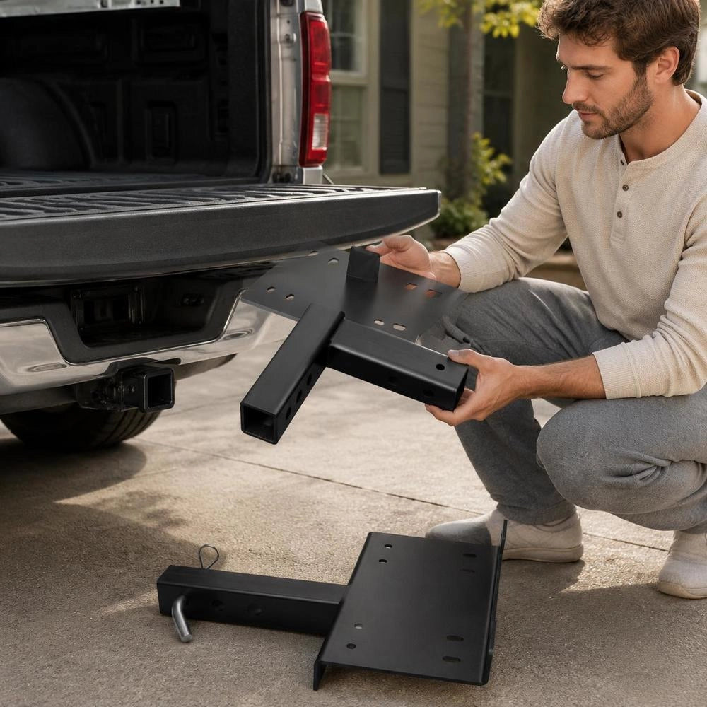 Universal Towbar Mount, 6803 Kg, Winch Mounting Plate Receiver 50.8 Mm, With 2-hole Mounting, Powder-coated Steel, For Mountain Bikes, UTVs, Trucks, Black