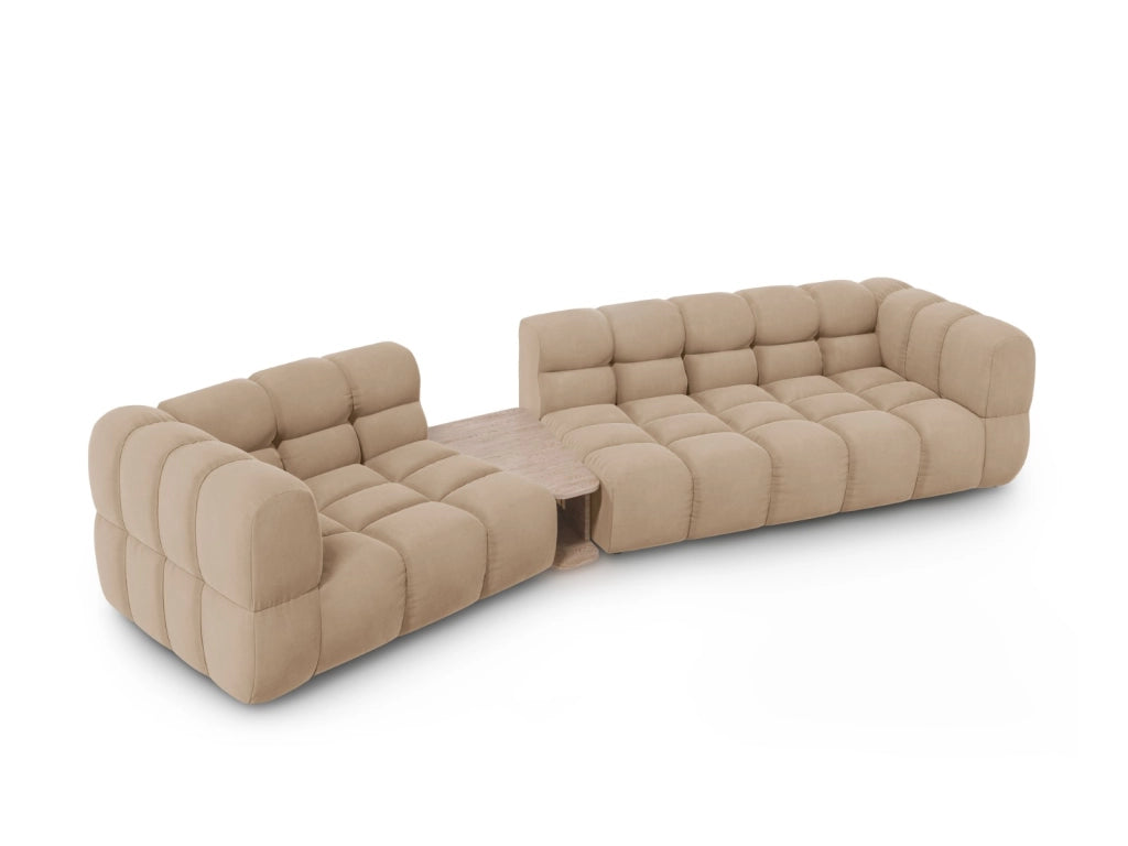 Cosmopolitan Design - Divano modulare sinistro "Sky" 3 posti in velluto sabbia 