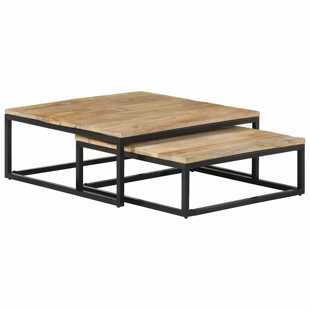 Tavolini da Salotto Impilabili 2 pz in Legno Massello di Mango 320389