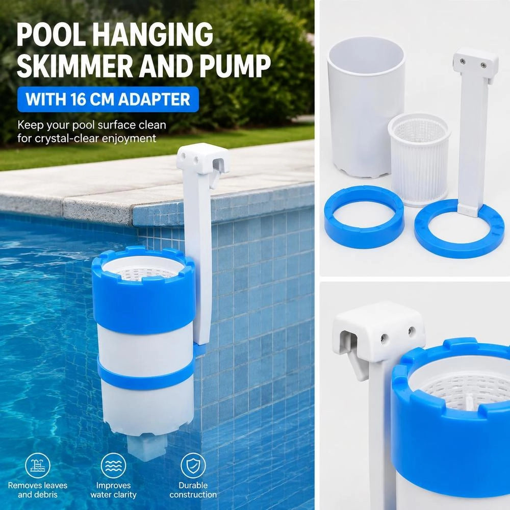 Pool Skimmer And Pump With Adapter 16 Cm Plastic
