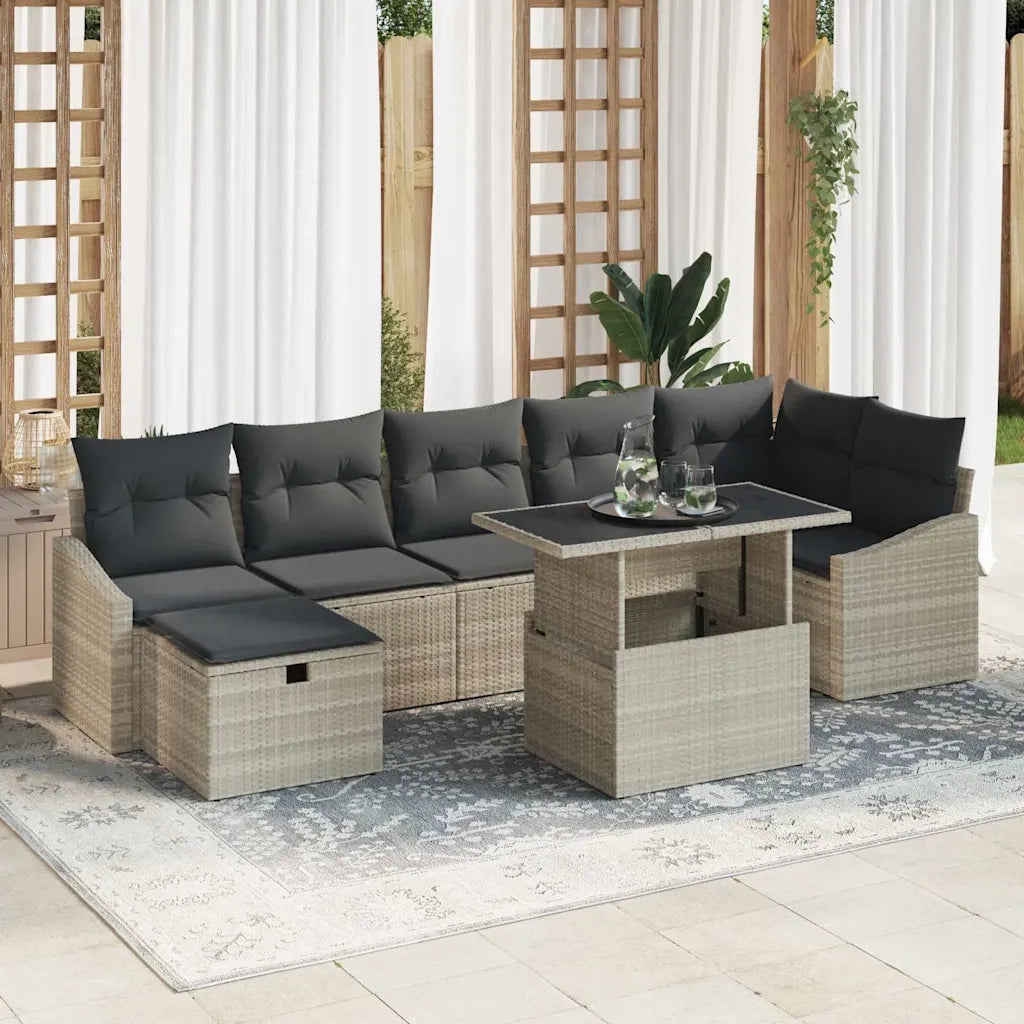 Set Divano da Giardino 8 pcs Grigio chiaro polyrattan 3361181