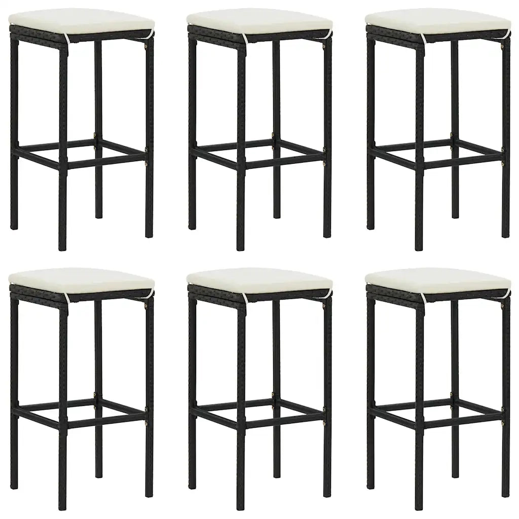 Set da Bar da Giardino 7 pz con Cuscini Nero 3067966
