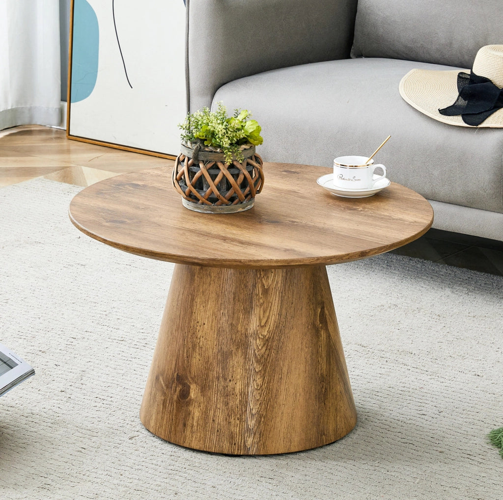 TAVOLINO ROTONDO 60 cm Effetto legno MDF