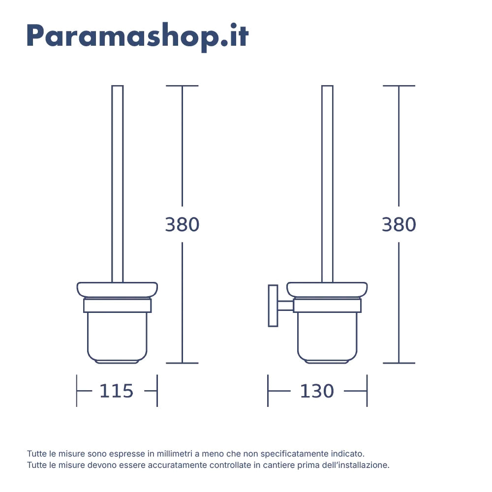 Set da bagno cromato 2 accessori: porta scopino, coprirotolo | Spin