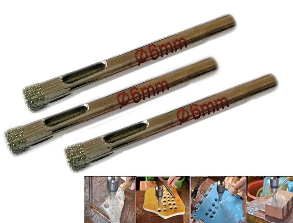 KIT 3 FRESA A TAZZA DIAMANTATA Ø 6 mm PER VETRO, MARMO, CERAMICA E VETRORESINA
