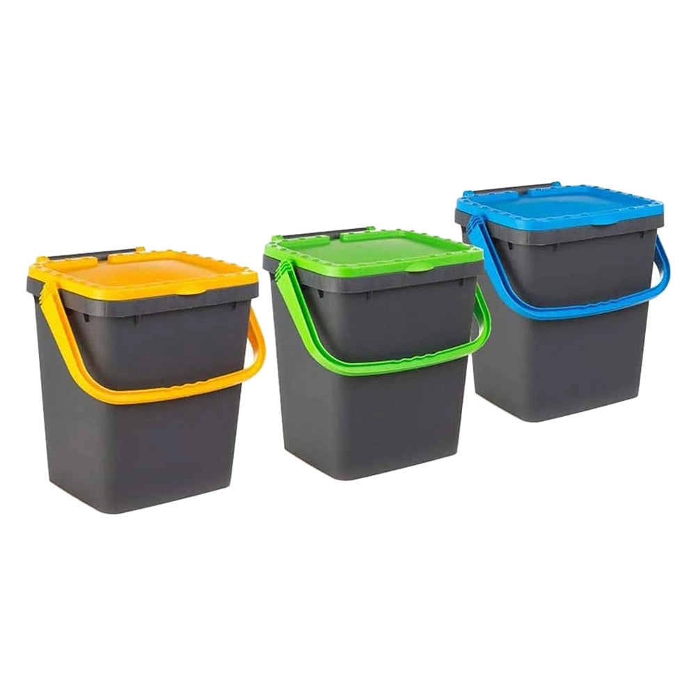 PATTUMIERA PER RACCOLTA DIFFERENZIATA 'ECOPLUS' 35 lt.- cm 43 x 36 x h 43,5 grigio + coperchio colorato  - ECOPLAST