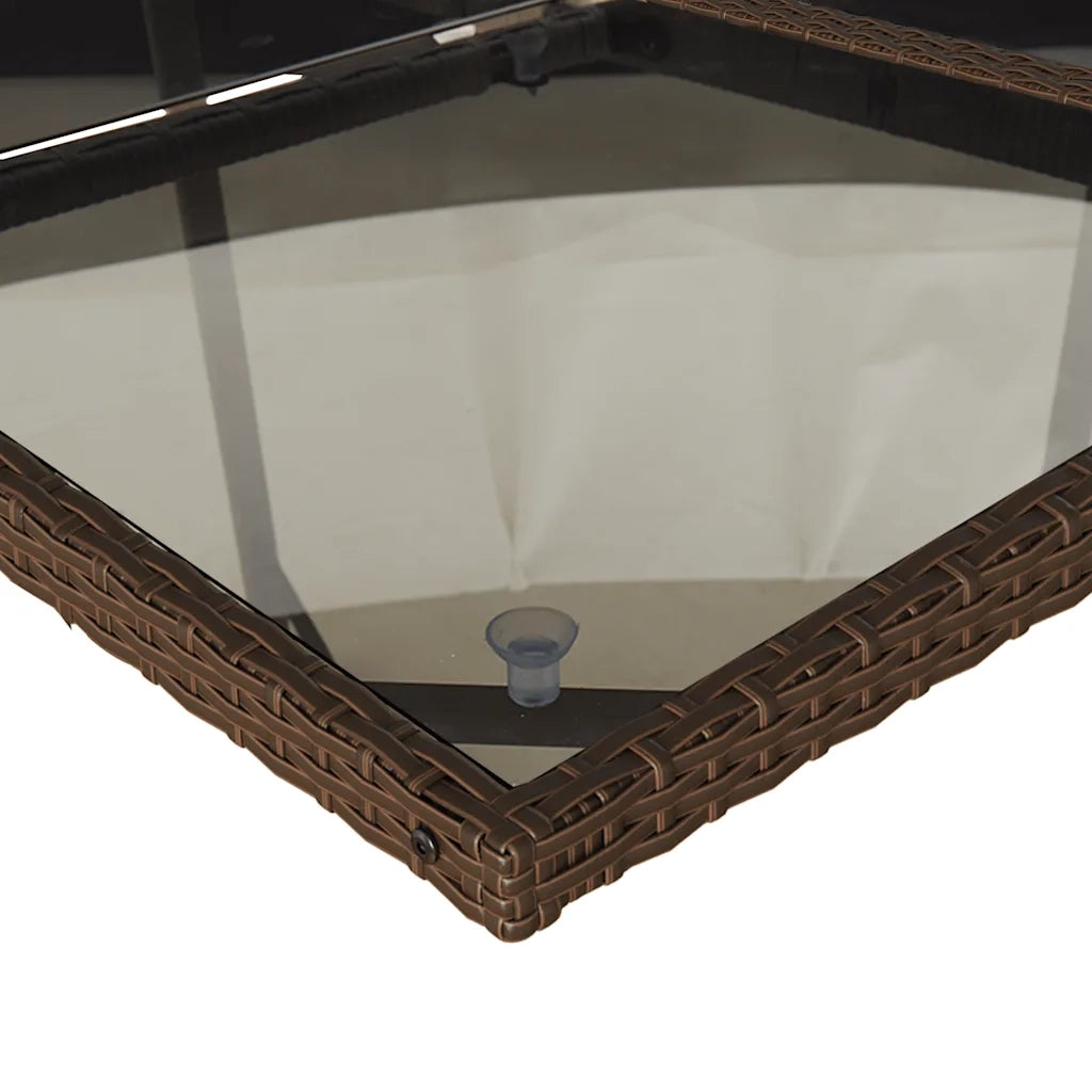 Set da Pranzo da Giardino 5pz con Cuscini in Polyrattan Marrone 3211257