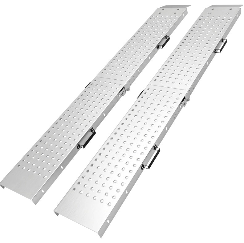 Set di 2 rampe di carico pieghevoli ULEVR 180 cm in metallo zincato, fino a 400 kg, argento