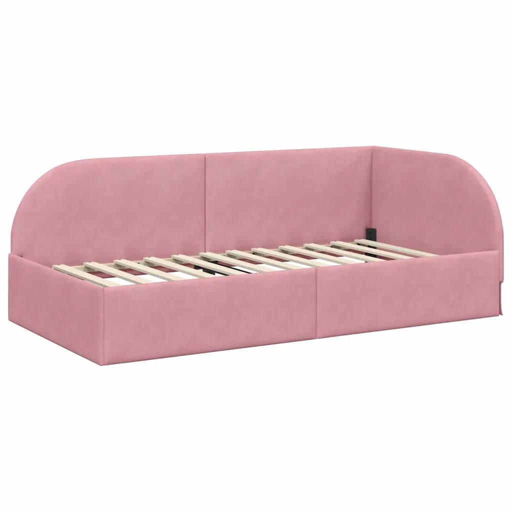 Cornice del letto ad angolo Rosa 90 cm x 190 cm Velluto