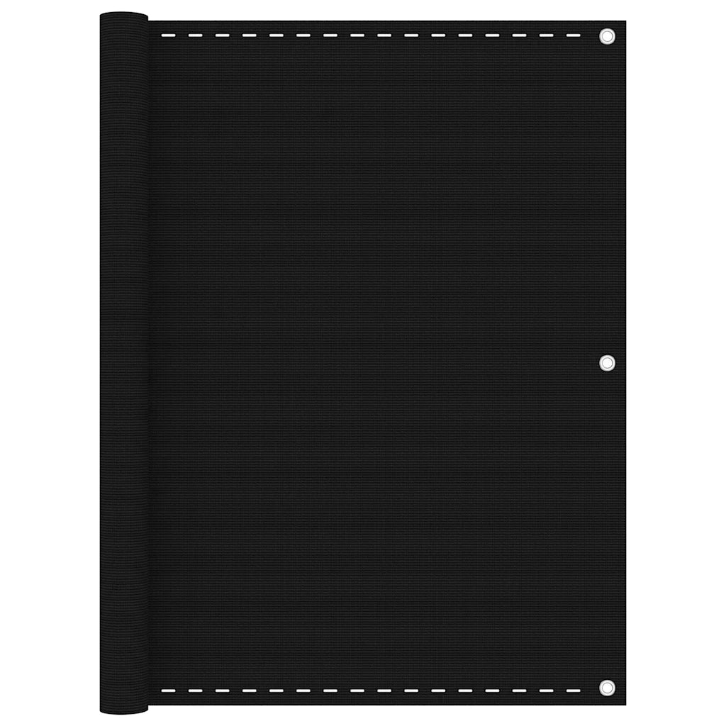 Paravento da Balcone Nero 120x600 cm in HDPE 311039
