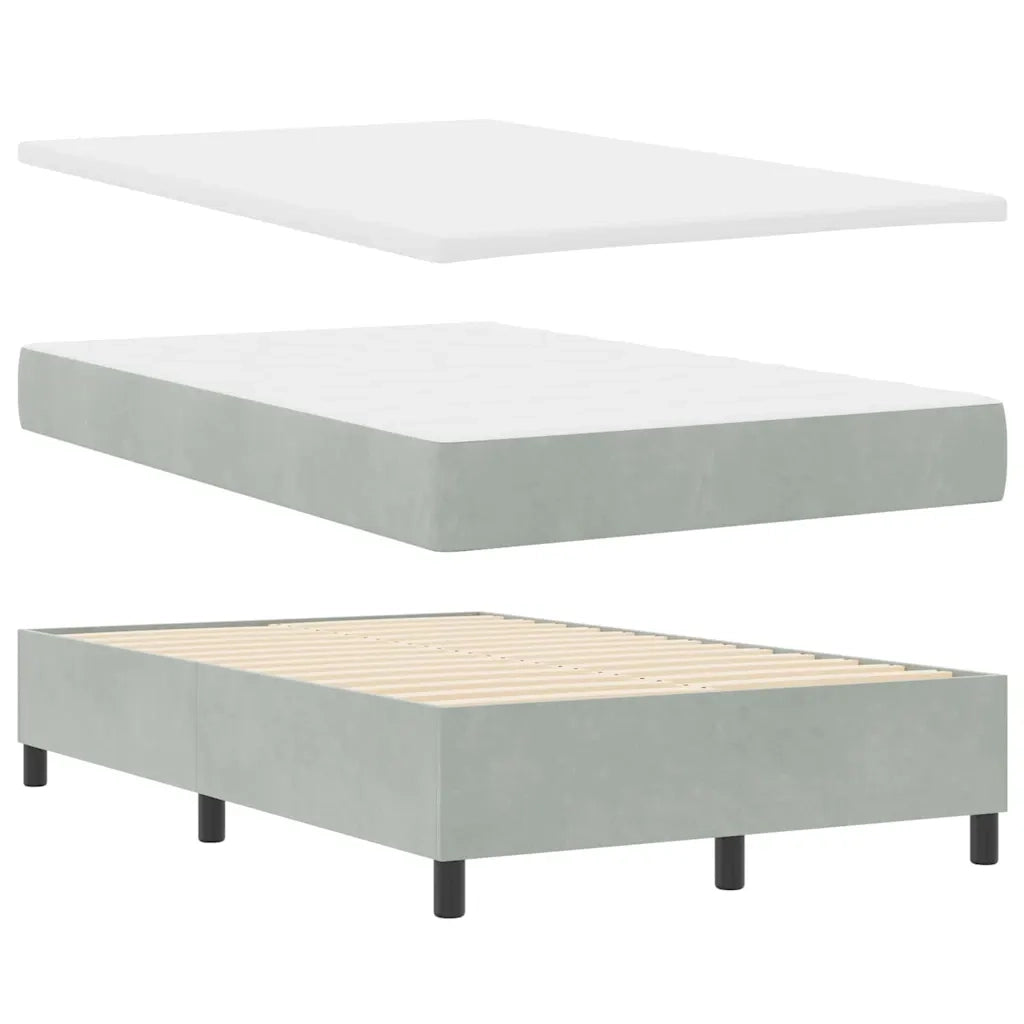 Letto a molle con materasso Grigio chiaro 120 x 190 cm Velluto 3339752