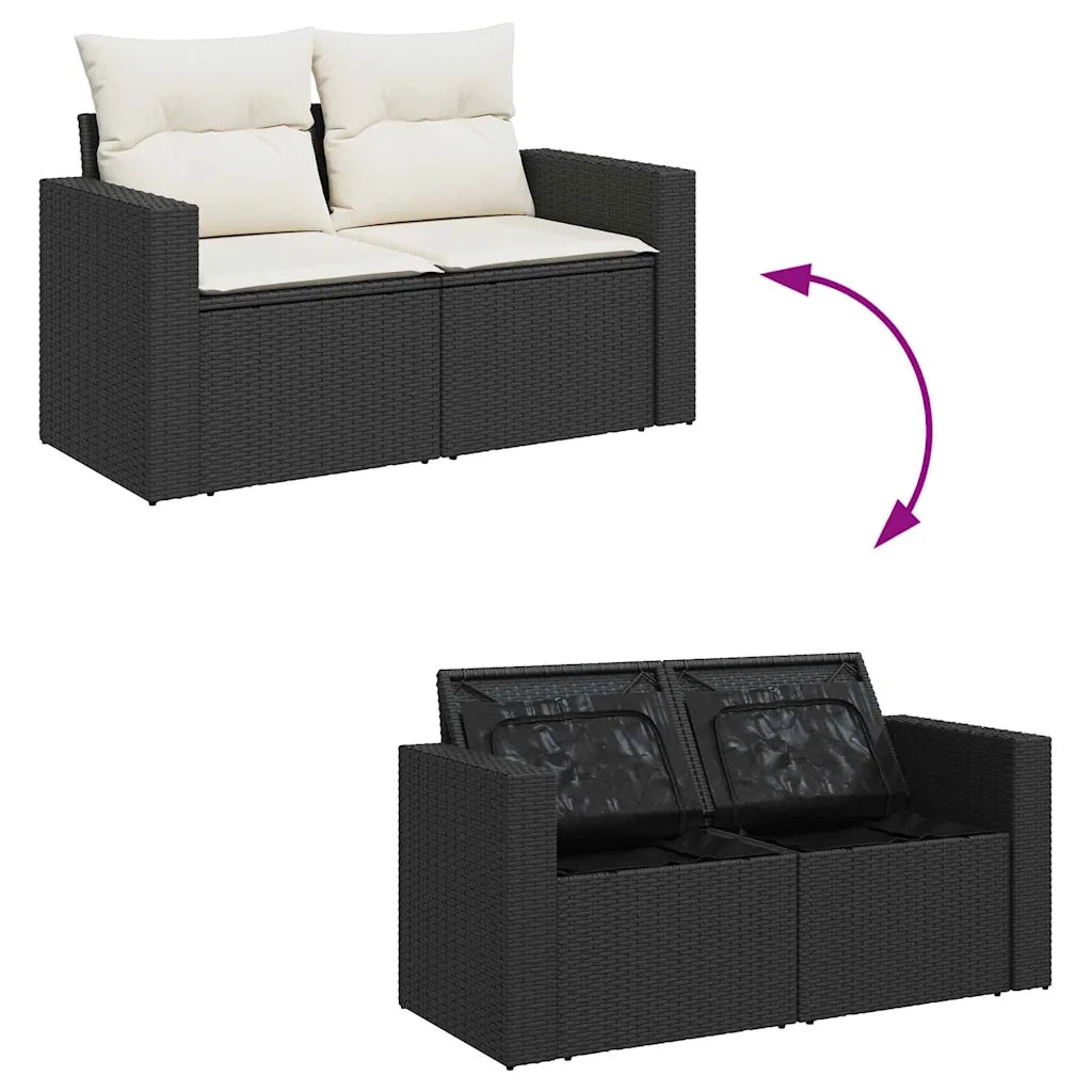 Set Divano da Giardino con cuscino 10 pcs Nero e crema 3363530