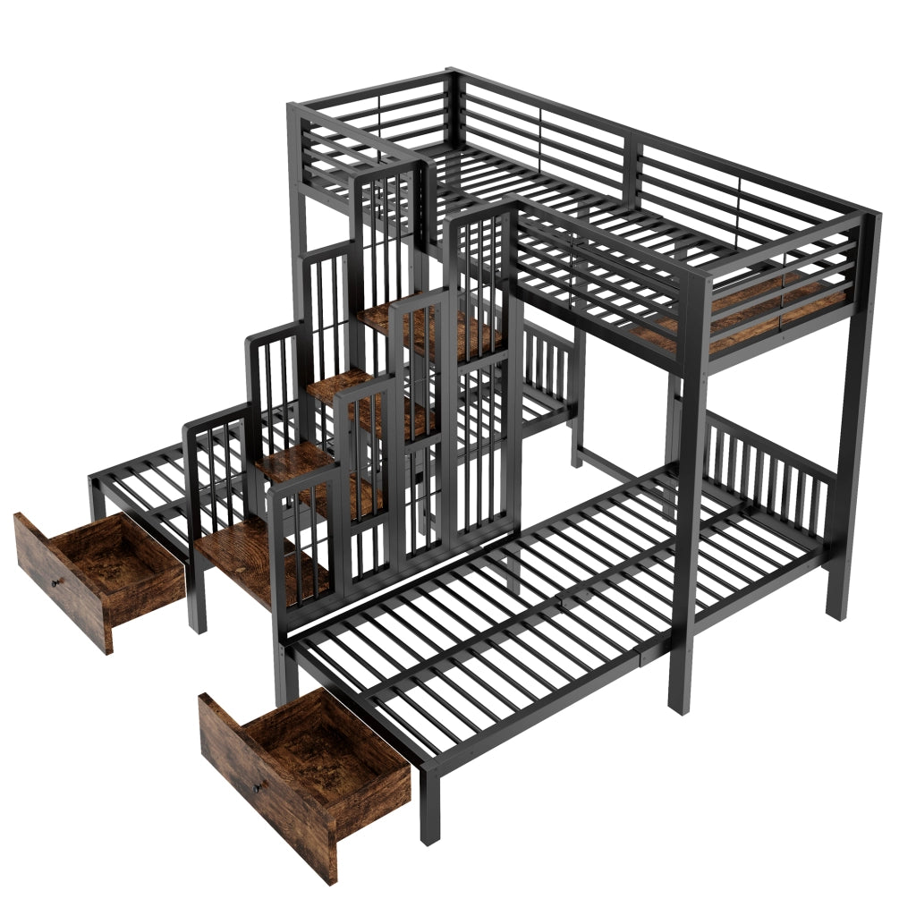 letto a castello metallo e legno nero 90 x 200 cm