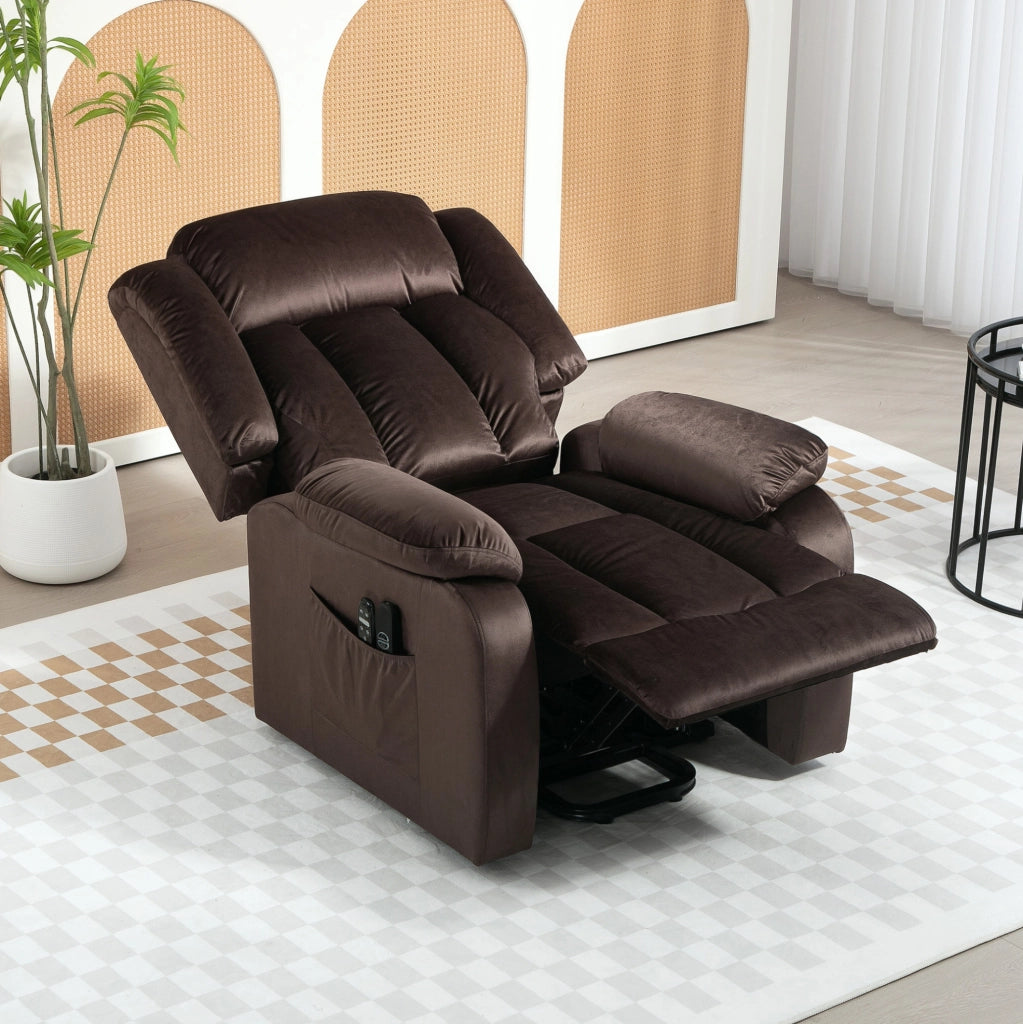 Poltrona relax elettrica marrone con alzata, massaggio e calore