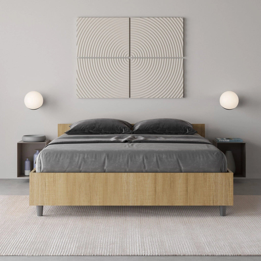 Letto Matrimoniale Francese 140x190 cm con Rete Nuamo Quercia