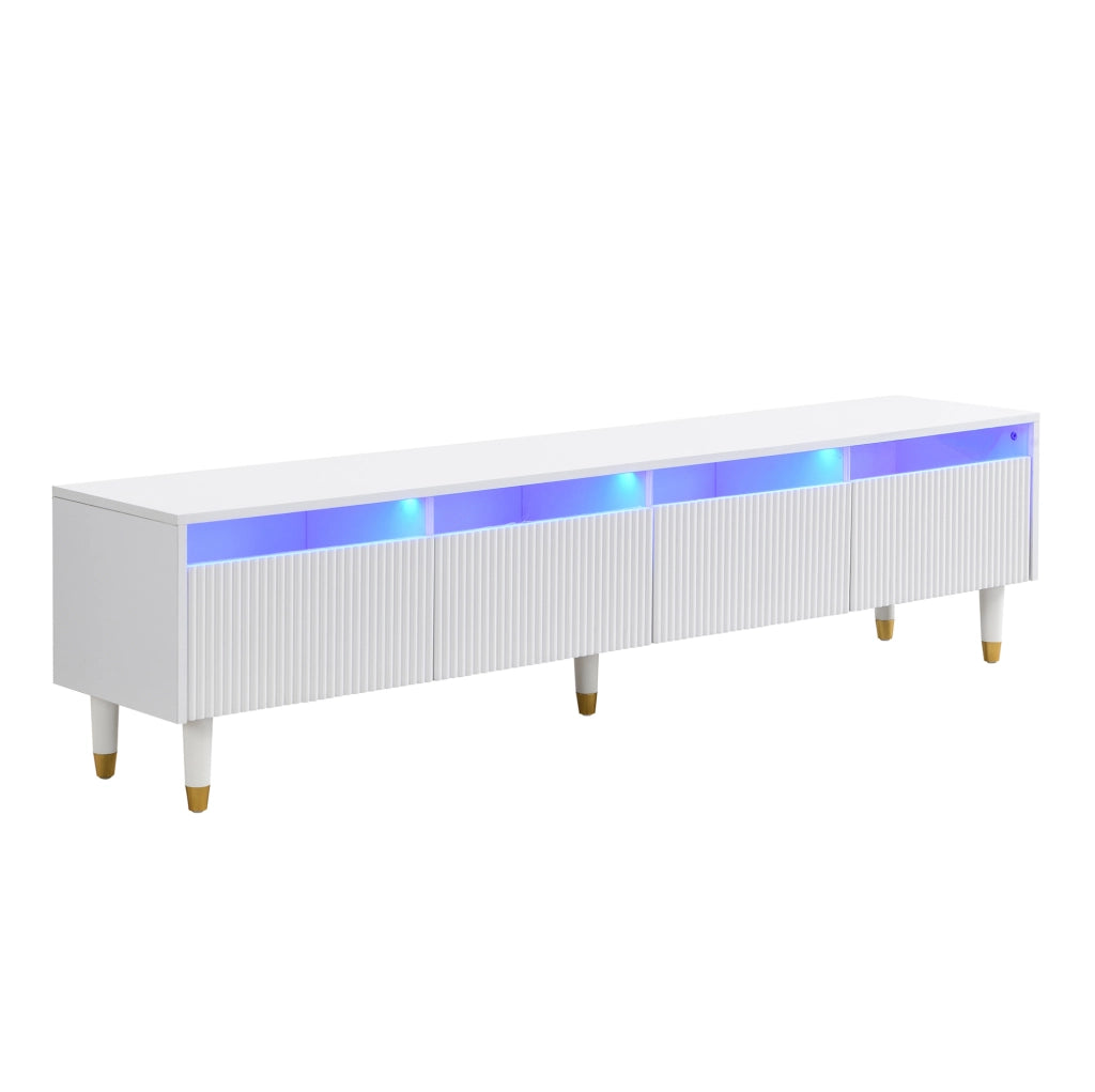 Mobile TV 178x35x45 cm con 4 cassetti e passacavi in MDF bianco
