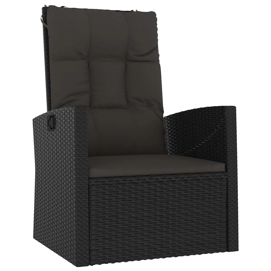 Set Divani da Giardino 3 pz con Cuscini Nero in Polyrattan 362177