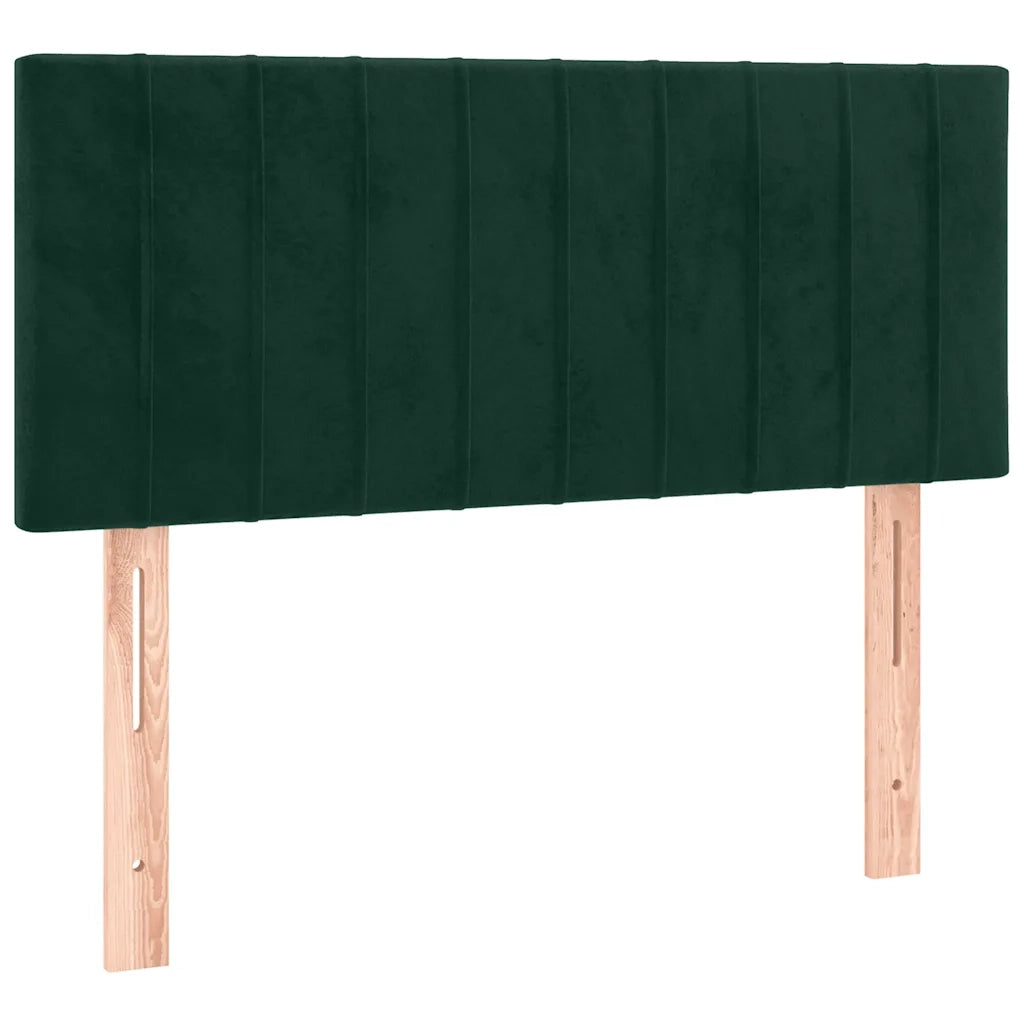 Letto a Molle con Materasso e LED Verde Scuro 80x200cm Velluto