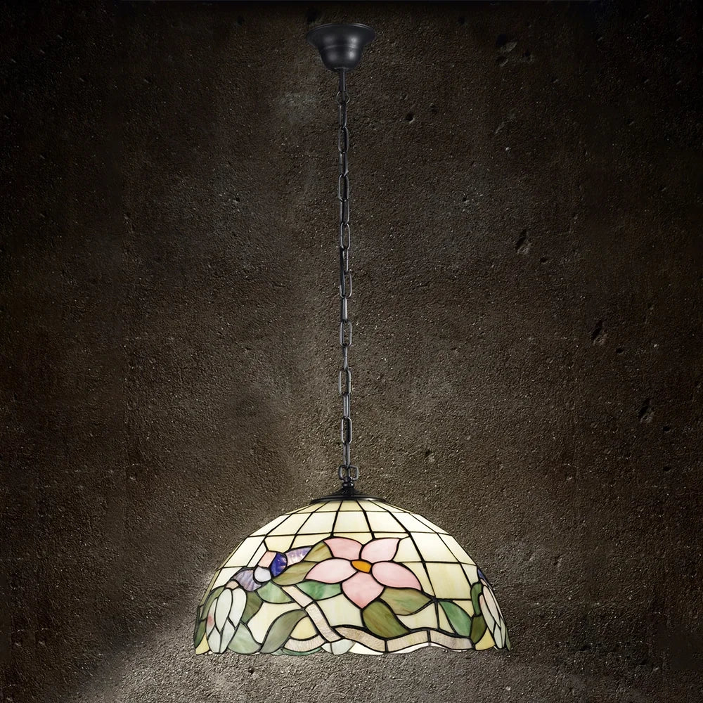 Lampadario Tiffany Vetro Multicolor Scuro 3 Luci E27