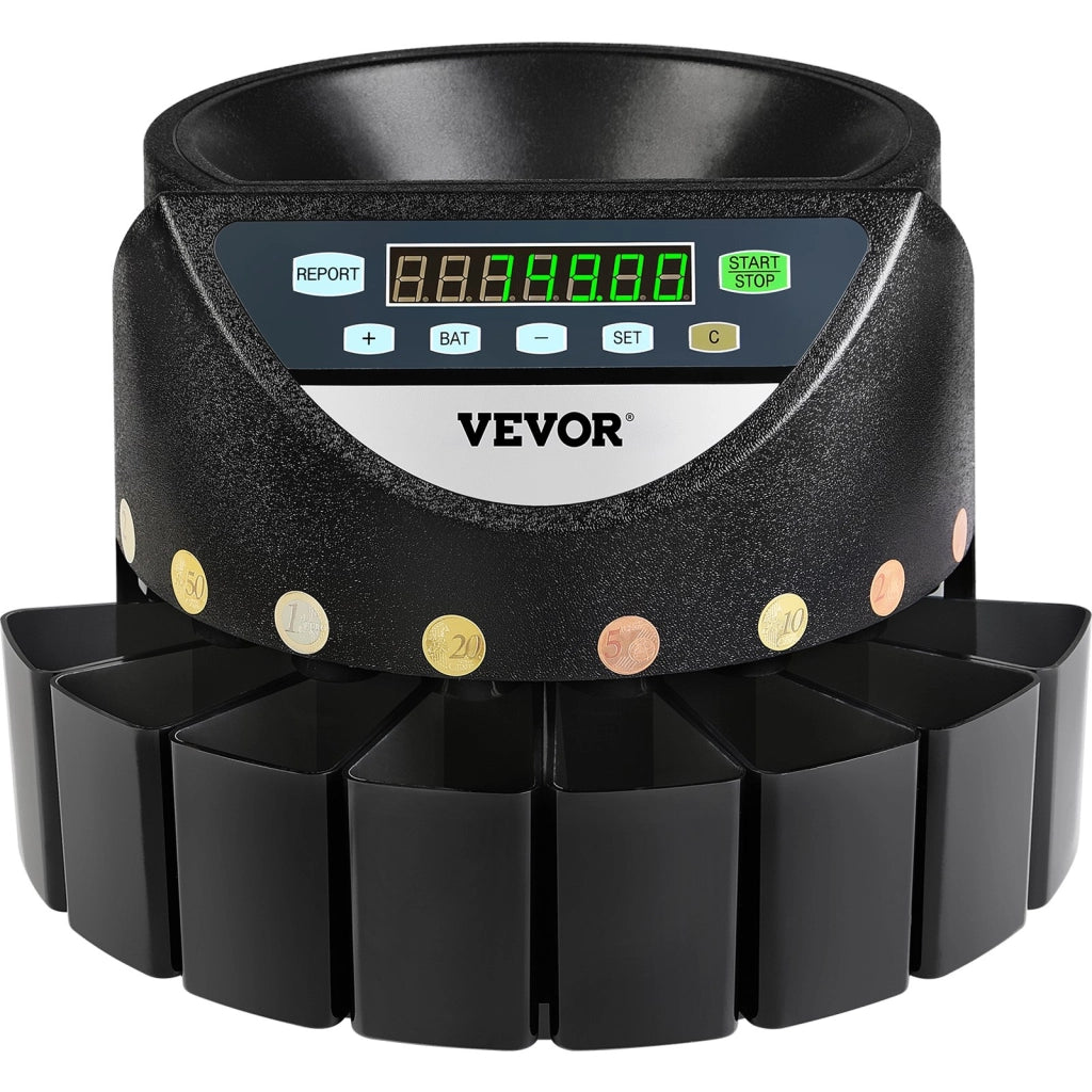 Contamonete Euro Elettrico 220V Selezionatrice di Monete KSW550-1 300 Monete/Min con 8 Vaschette Capacita 700 Monete Nero Compatto