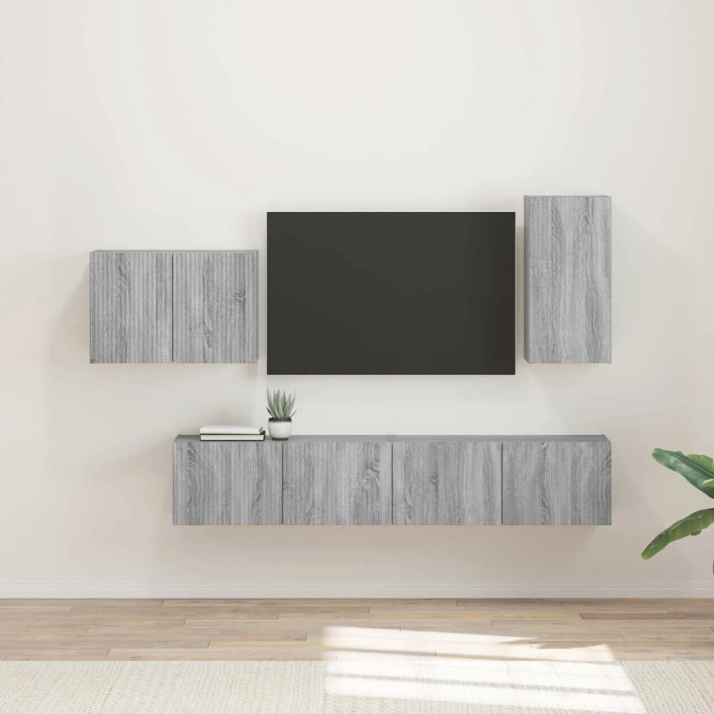 Set di Mobiletto da TV a Parete 4 pcs Grigio Sonoma 3408940