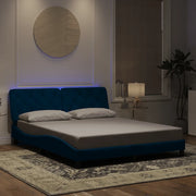 Giroletto con LED senza Materasso Blu 160x200 cm in Velluto