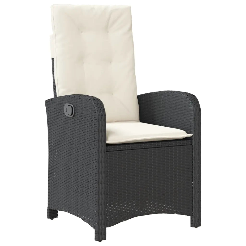 Set da Pranzo da Giardino 5 pz Nero con Cuscini in Polyrattan 3212224