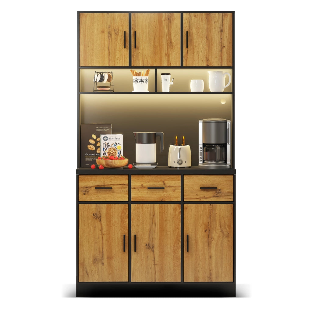 Buffet con LED e App ¨C Xylo ¨C Cassetti, Ripiani, Prese, 100x40x180cm