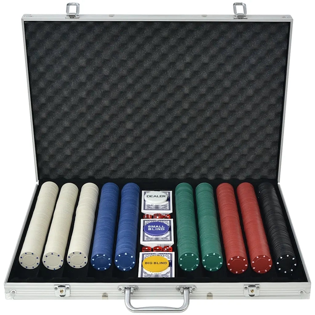 Set da Poker con 1000 Chips Alluminio 80181