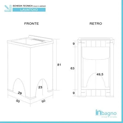 Mobile lavatoio Olimpo da esterno bianco con vasca asse e kit scarico