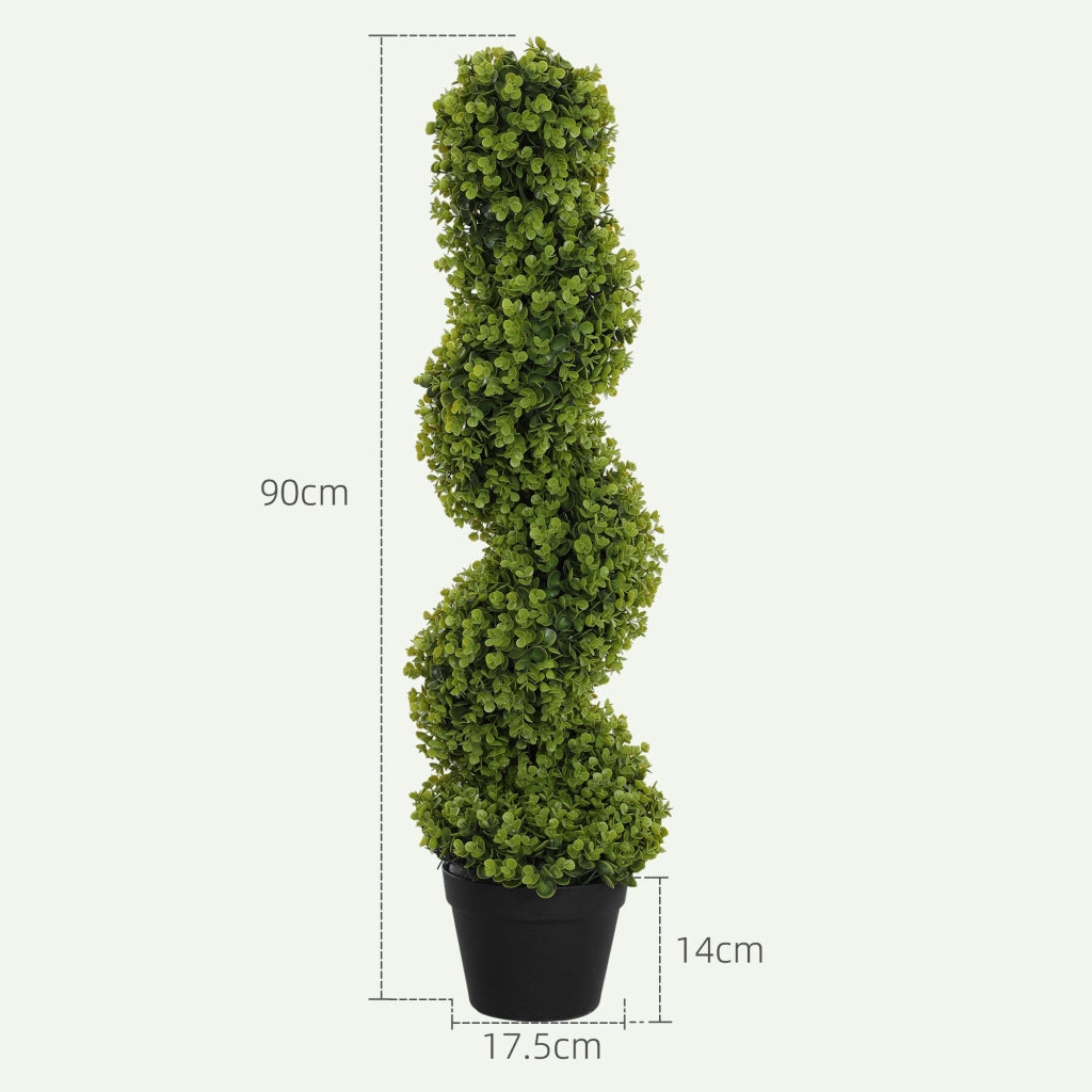 Pianta Artificiale di Eucalipto 90A cm a Spirale con Vaso Incluso per Interno ed Esterno Verde