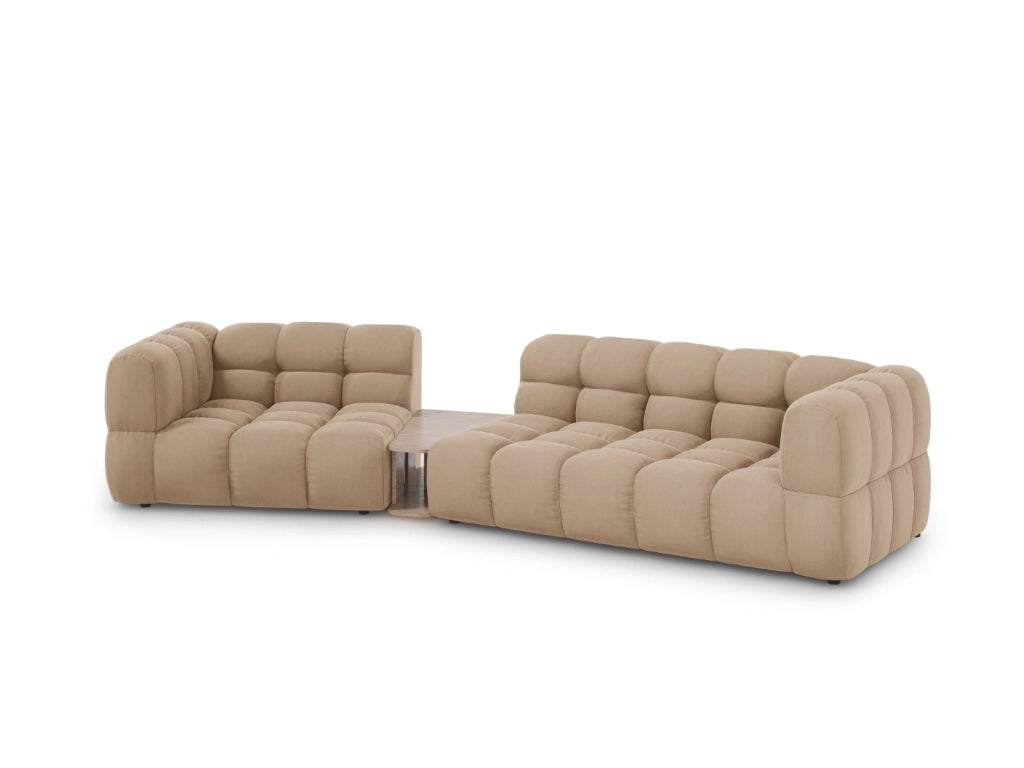Cosmopolitan Design - Divano modulare sinistro "Sky" 3 posti in velluto sabbia 