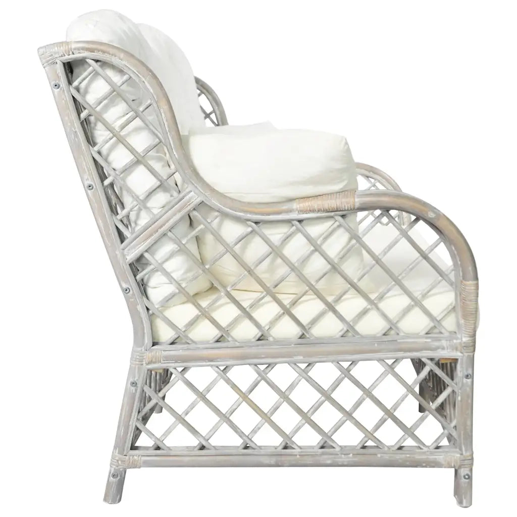Divano a 2 Posti in Rattan Grigio 325473