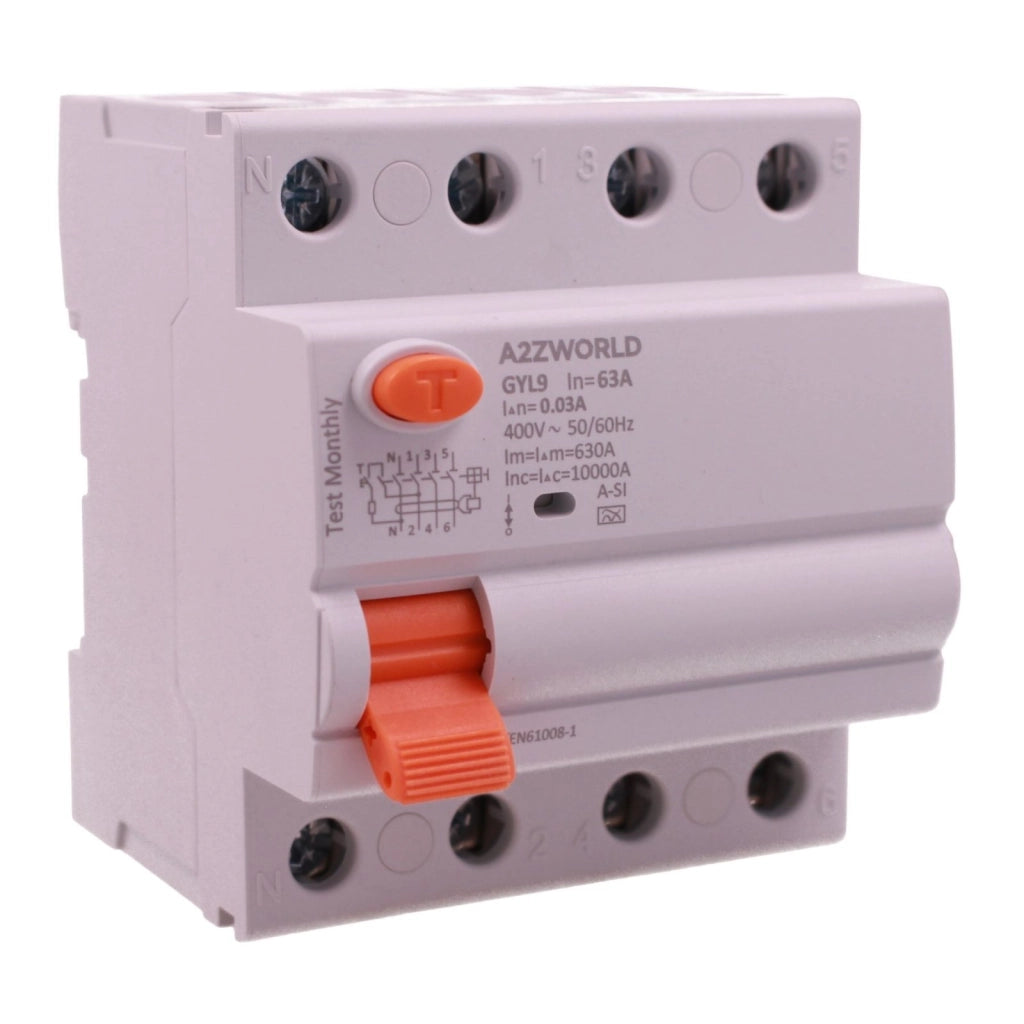 RCCB Interruttore Differenziale Puro Tipo A-SI Super Immunizzato, 3P+N 4M 10000A 30mA AC 400V IP20 GYL9 Elettromeccanico, Corrente Disponibili 40A 63A 100A (63A)