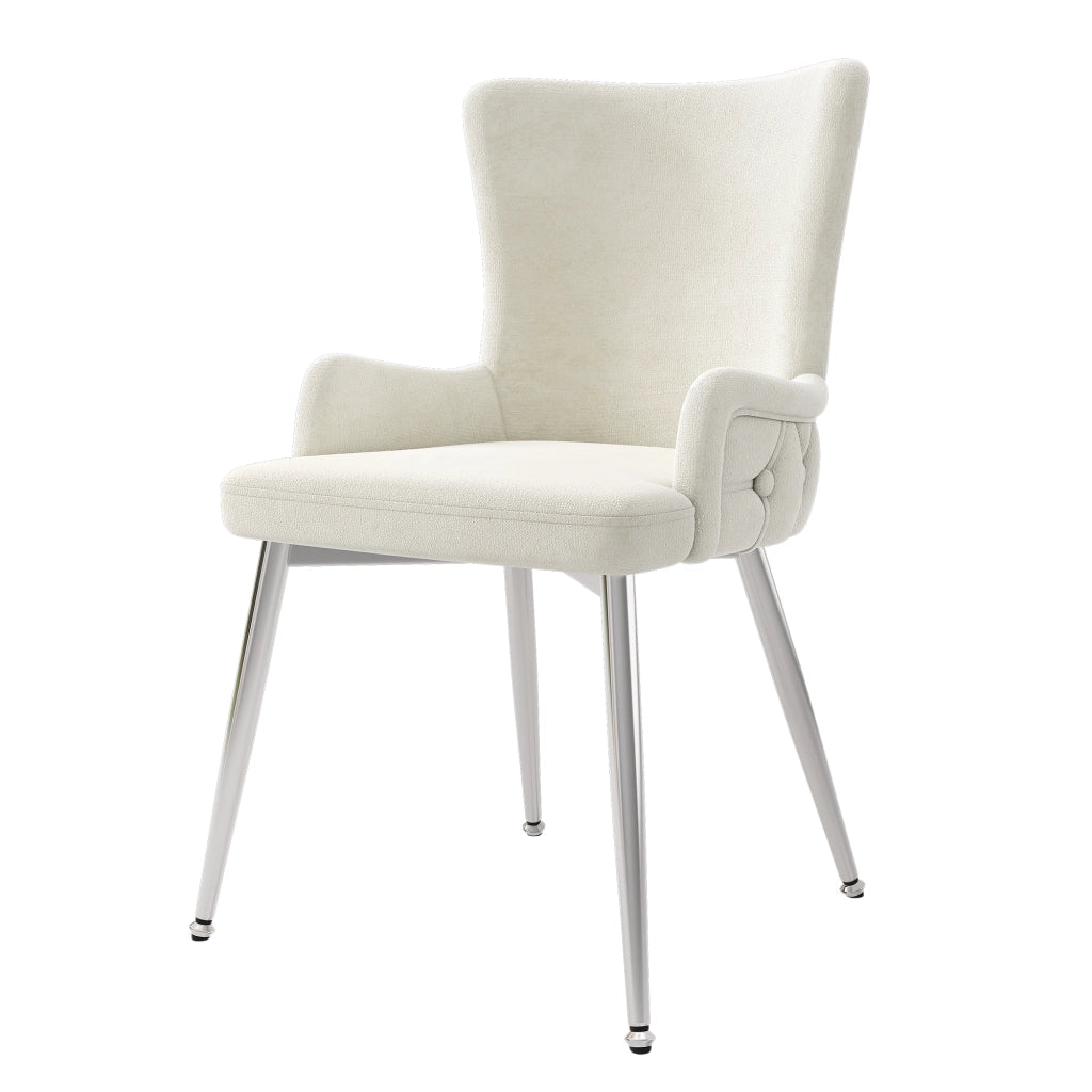 SEDIA da pranzo Set da 6 pezzi in velluto Beige con gambe in metallo argento