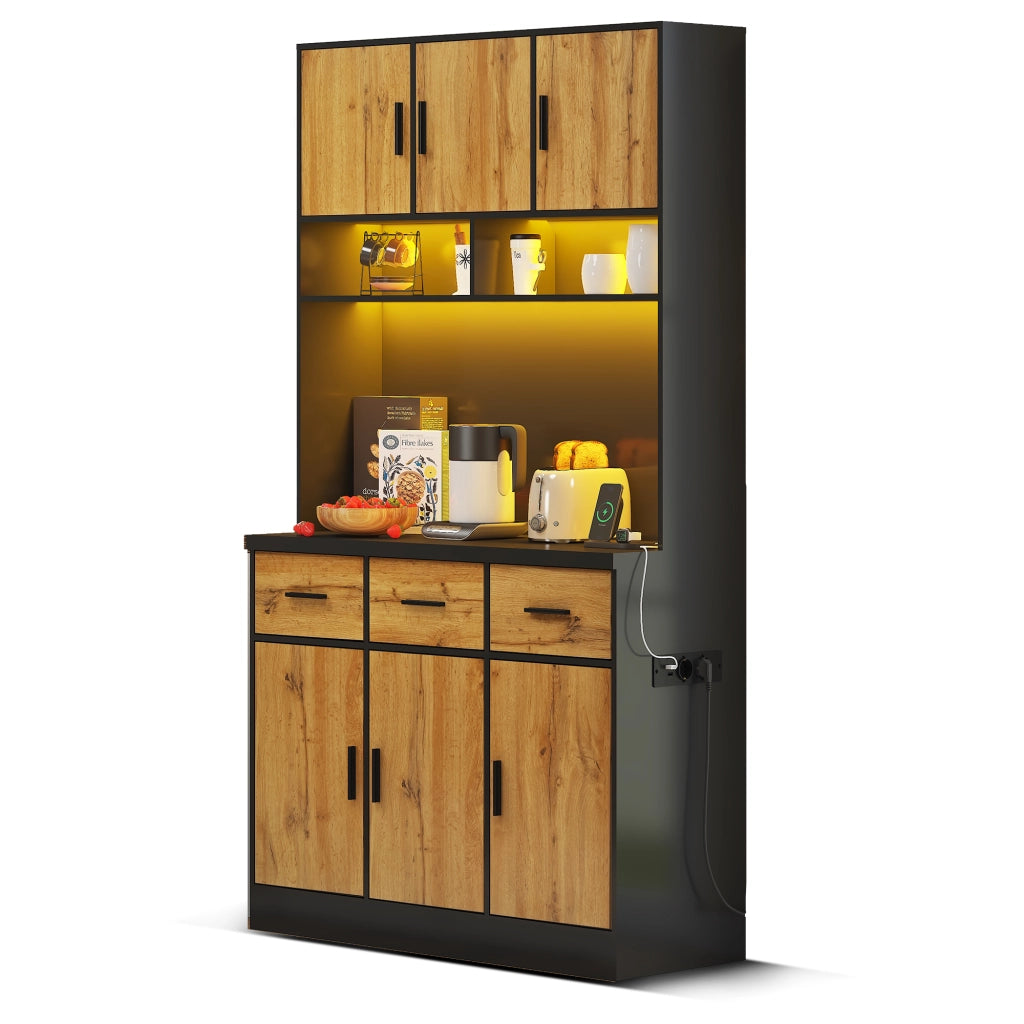 Buffet con LED e App ¨C Xylo ¨C Cassetti, Ripiani, Prese, 100x40x180cm