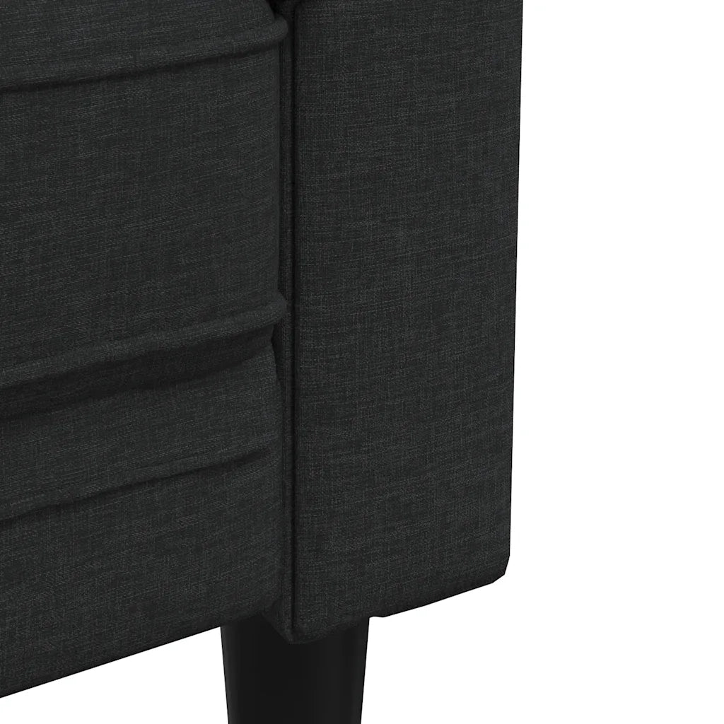 Divano Chesterfield a 3 Posti Nero in Tessuto 372558