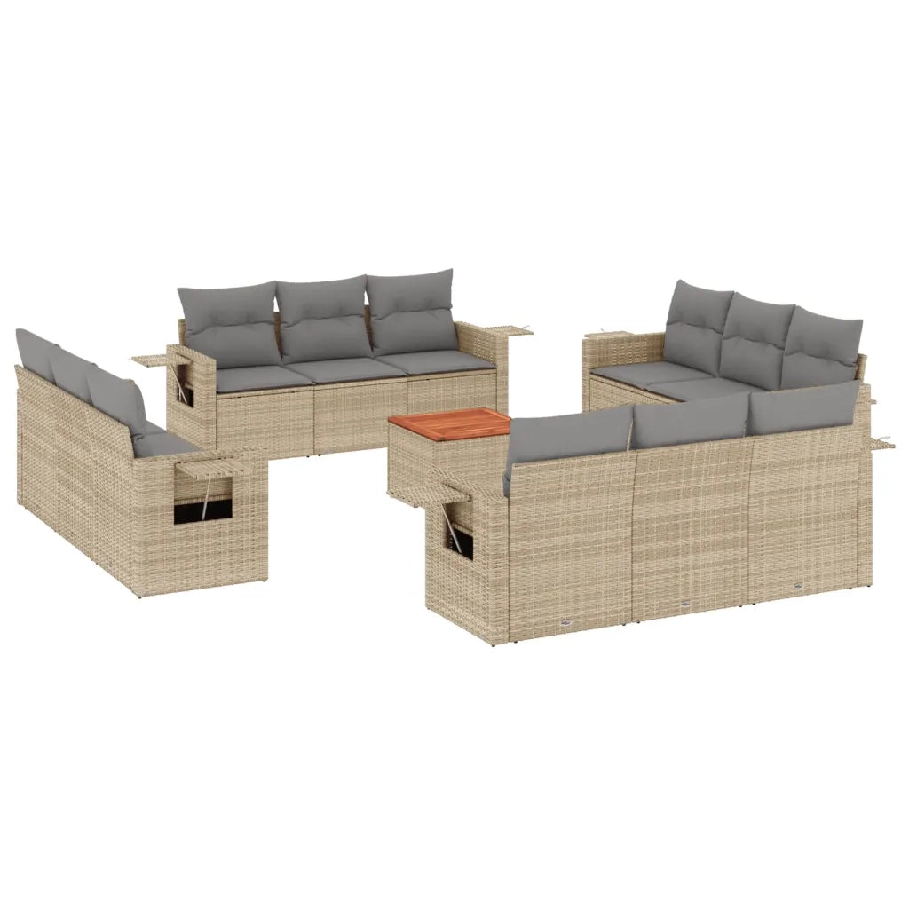 Set Divano da Giardino 13 pz con Cuscini Beige Misto Polyrattan 3256829