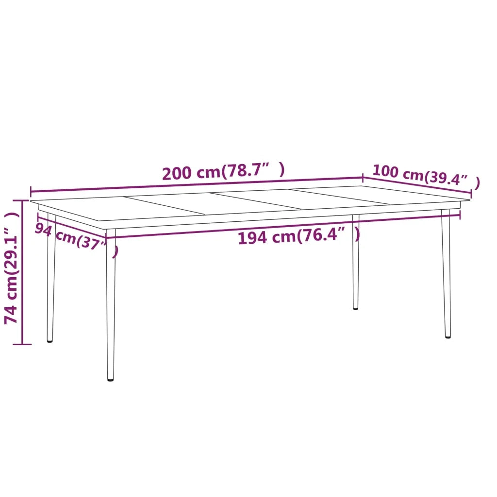 Set da Pranzo da Giardino 9 pz Nero 3099088