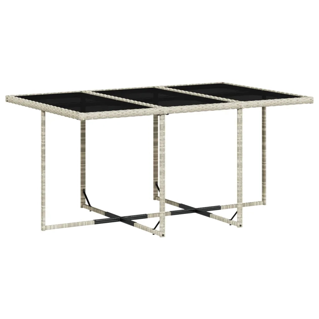 Set da Pranzo da Giardino 7 pz Cuscini Polyrattan Grigio Chiaro 3277858