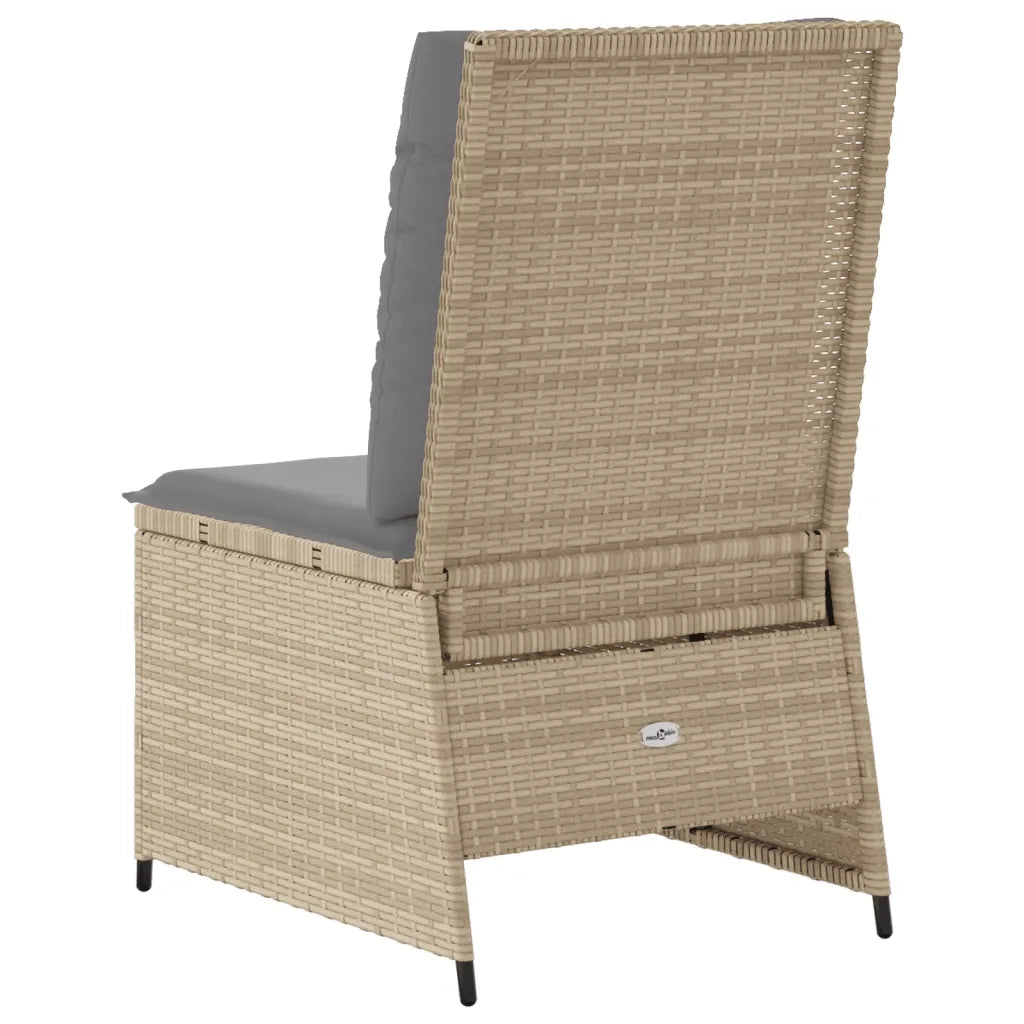 Divano Reclinabile da Giardino con Cuscini Beige in Polyrattan 368976
