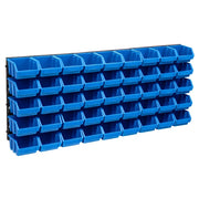 Kit Contenitori 48 pz con Pannelli a Parete Blu e Nero 150805