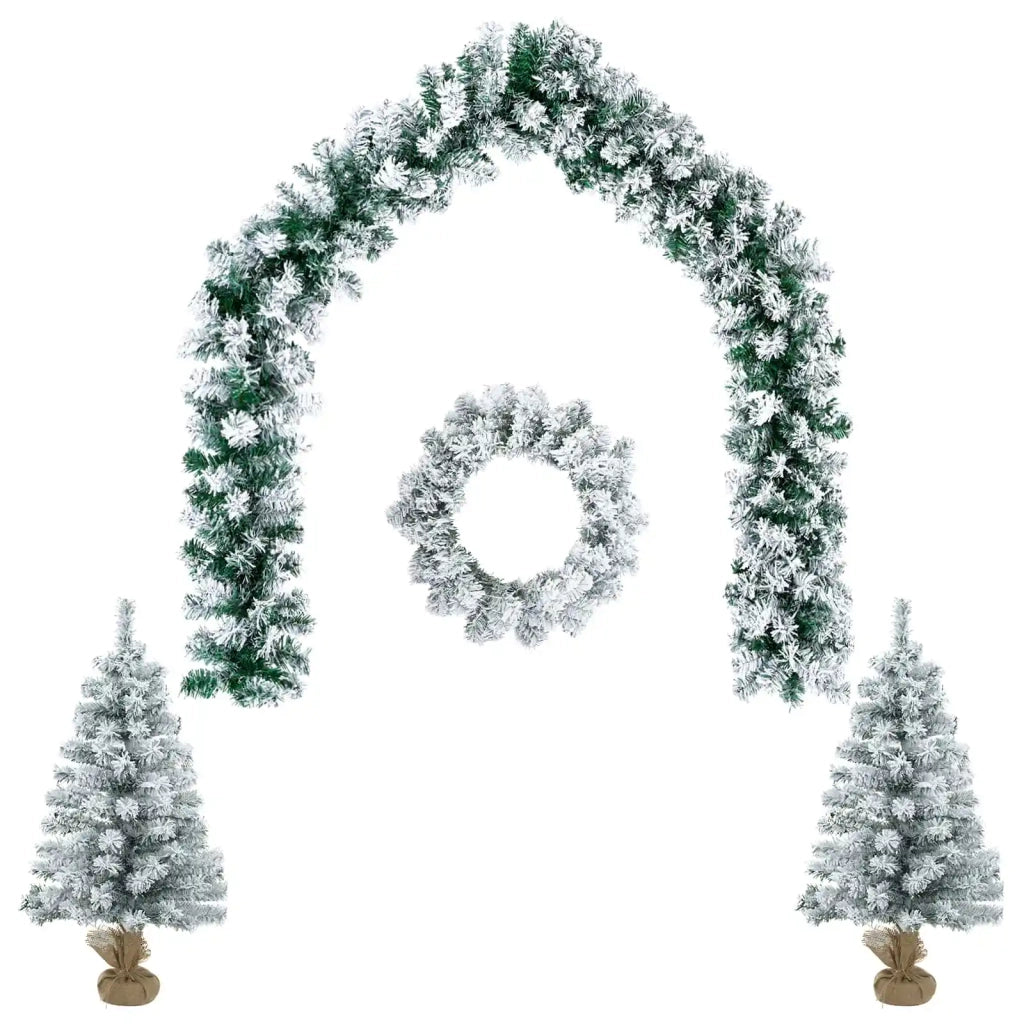 Set mini alberi di Natale 60 cm PVC Verde e Bianco 3468430